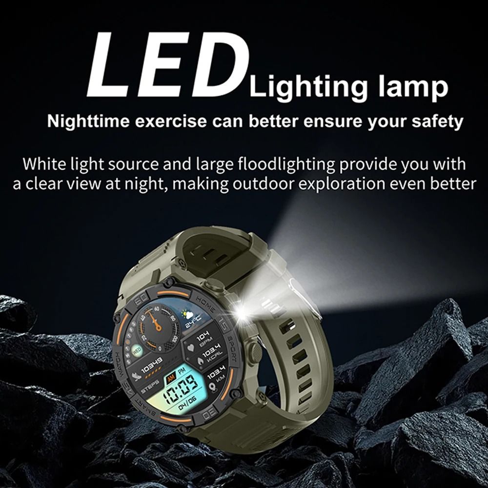 HW50 Smart Watches 1.6 Large Screen Bluetooth Calling LED Light Lamp AI Voice Health Monitoring Men Outdoor Sports Smartwatches