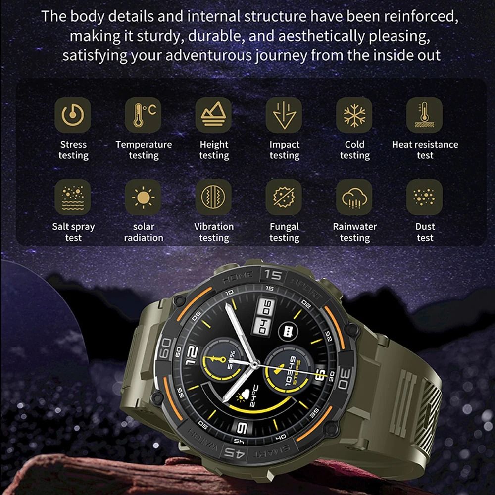 HW50 Smart Watches 1.6 Large Screen Bluetooth Calling LED Light Lamp AI Voice Health Monitoring Men Outdoor Sports Smartwatches