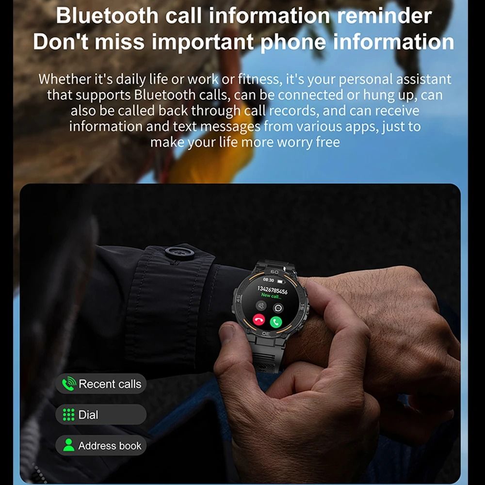 HW50 Smart Watches 1.6 Large Screen Bluetooth Calling LED Light Lamp AI Voice Health Monitoring Men Outdoor Sports Smartwatches