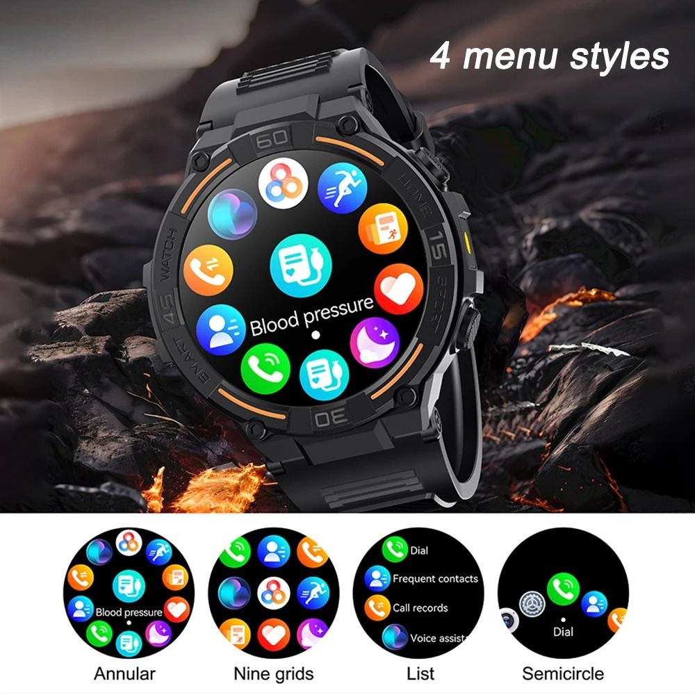 HW50 Smart Watches 1.6 Large Screen Bluetooth Calling LED Light Lamp AI Voice Health Monitoring Men Outdoor Sports Smartwatches