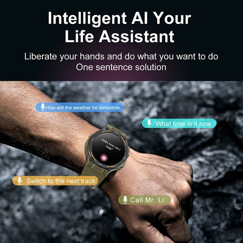 HW50 Smart Watches 1.6 Large Screen Bluetooth Calling LED Light Lamp AI Voice Health Monitoring Men Outdoor Sports Smartwatches