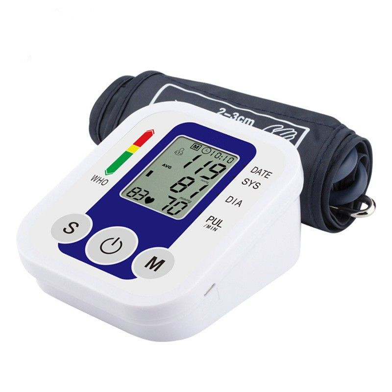 Portable Digital Upper Arm Blood Pressure Monitor Measurement Tool Portable LCD Digital Tonometer Sphygmomanometer Tensiometer Heart Rate Pulse Meter BP Monitor