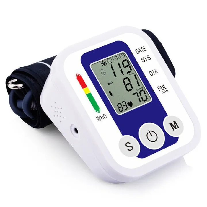 Portable Digital Upper Arm Blood Pressure Monitor Measurement Tool Portable LCD Digital Tonometer Sphygmomanometer Tensiometer Heart Rate Pulse Meter BP Monitor