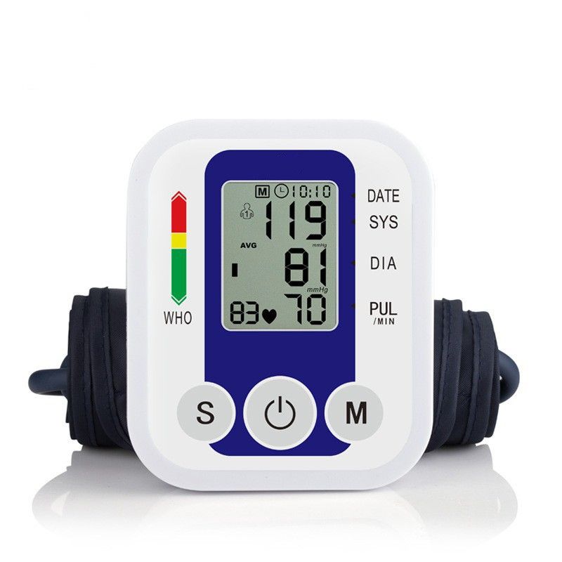 Portable Digital Upper Arm Blood Pressure Monitor Measurement Tool Portable LCD Digital Tonometer Sphygmomanometer Tensiometer Heart Rate Pulse Meter BP Monitor