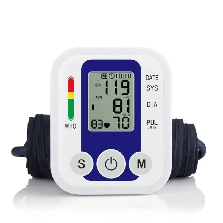 Portable Digital Upper Arm Blood Pressure Monitor Measurement Tool Portable LCD Digital Tonometer Sphygmomanometer Tensiometer Heart Rate Pulse Meter BP Monitor