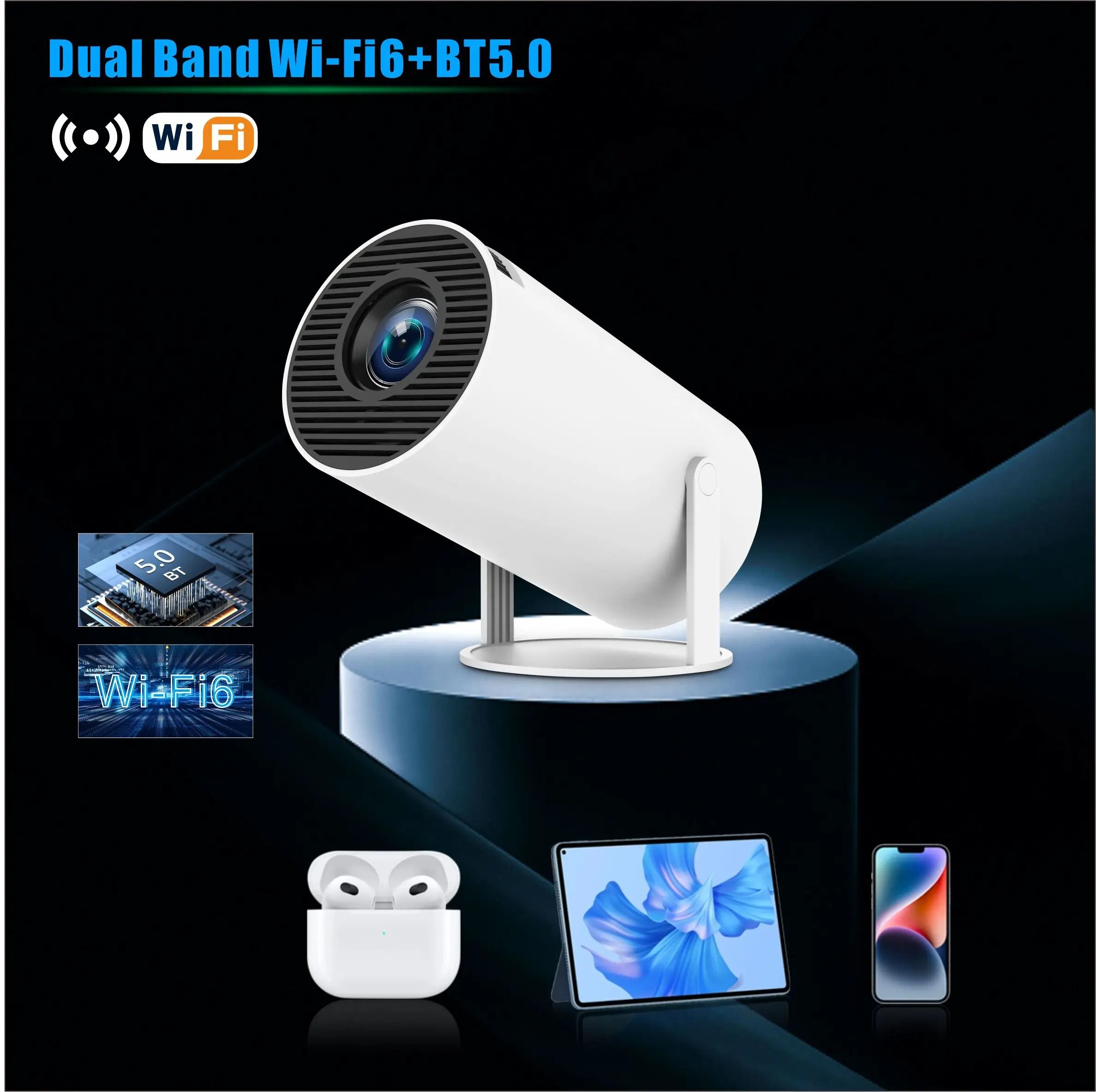 2025 HY300PRO Projector 4K Android 11 Dual Wifi6 200 ANSI Allwinner H713 BT5.0 1080P 1280*720P Home Cinema Outdoor Projetor