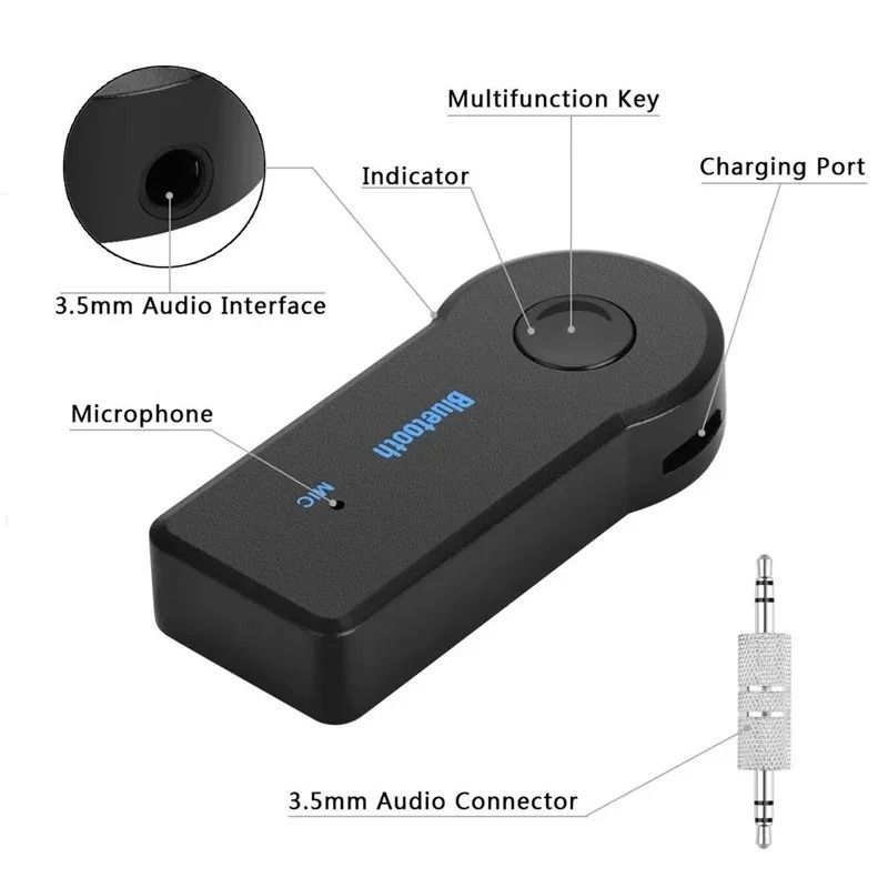 2 in 1 Wireless Bluetooth 5.0 Receiver Adapter 3.5mm Jack For Car Music Audio Aux A2dp Headphone Reciever Handsfree