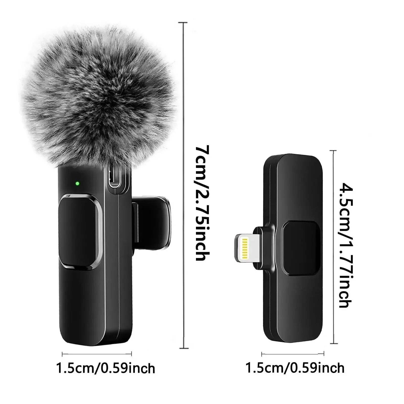2pcs/set Type-C /ios Wireless Lavalier Microphones Portable Audio Video Recording Mini Mic for Phone Live Broadcast Video Gaming Microphone