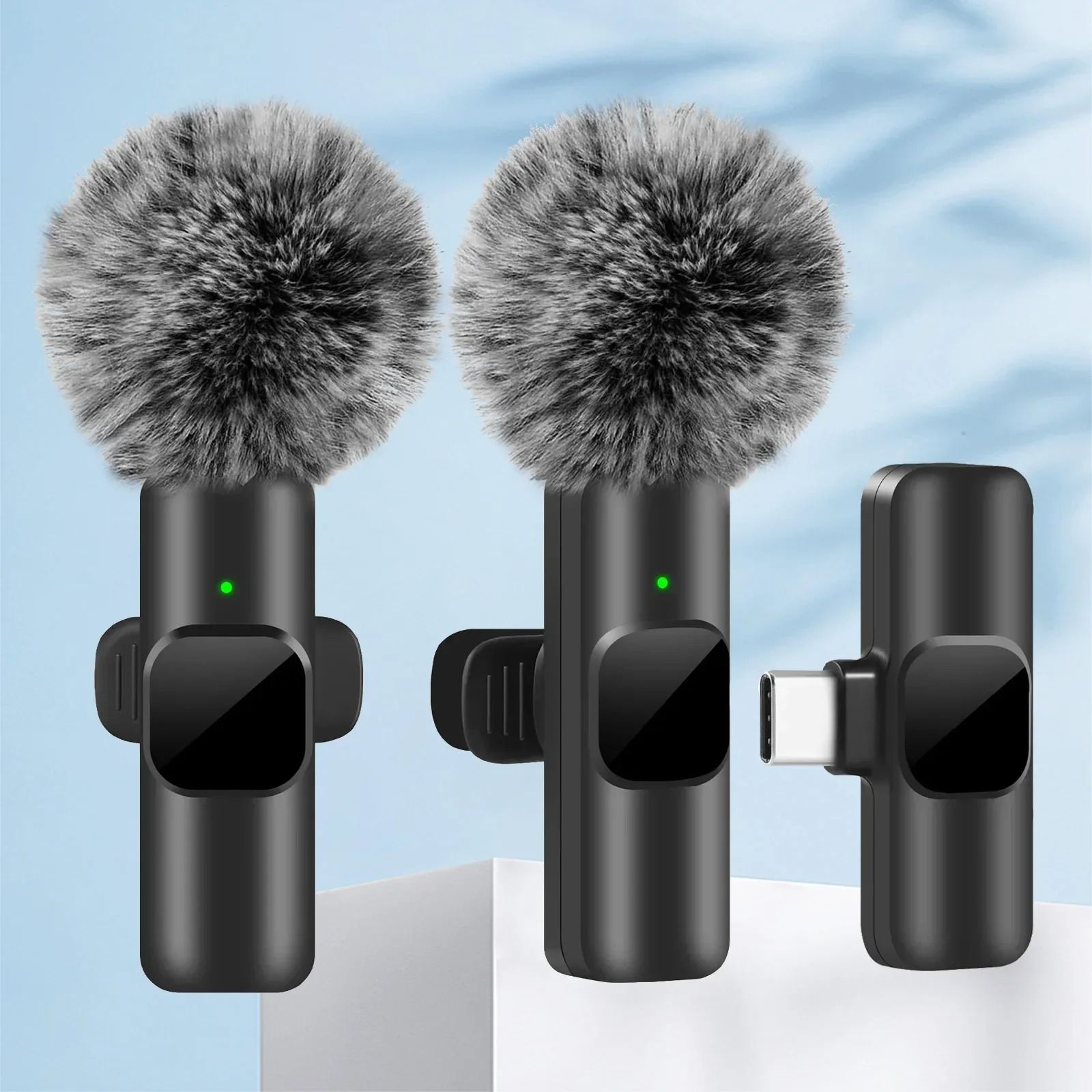 2pcs/set Type-C /ios Wireless Lavalier Microphones Portable Audio Video Recording Mini Mic for Phone Live Broadcast Video Gaming Microphone