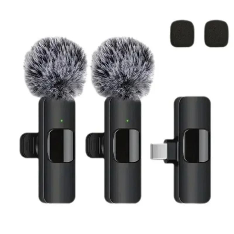 Wireless Lavalier Microphone Broadcast Lapel Microphones Set Short Video Recording Chargeable Handheld Microphone Live Streaming