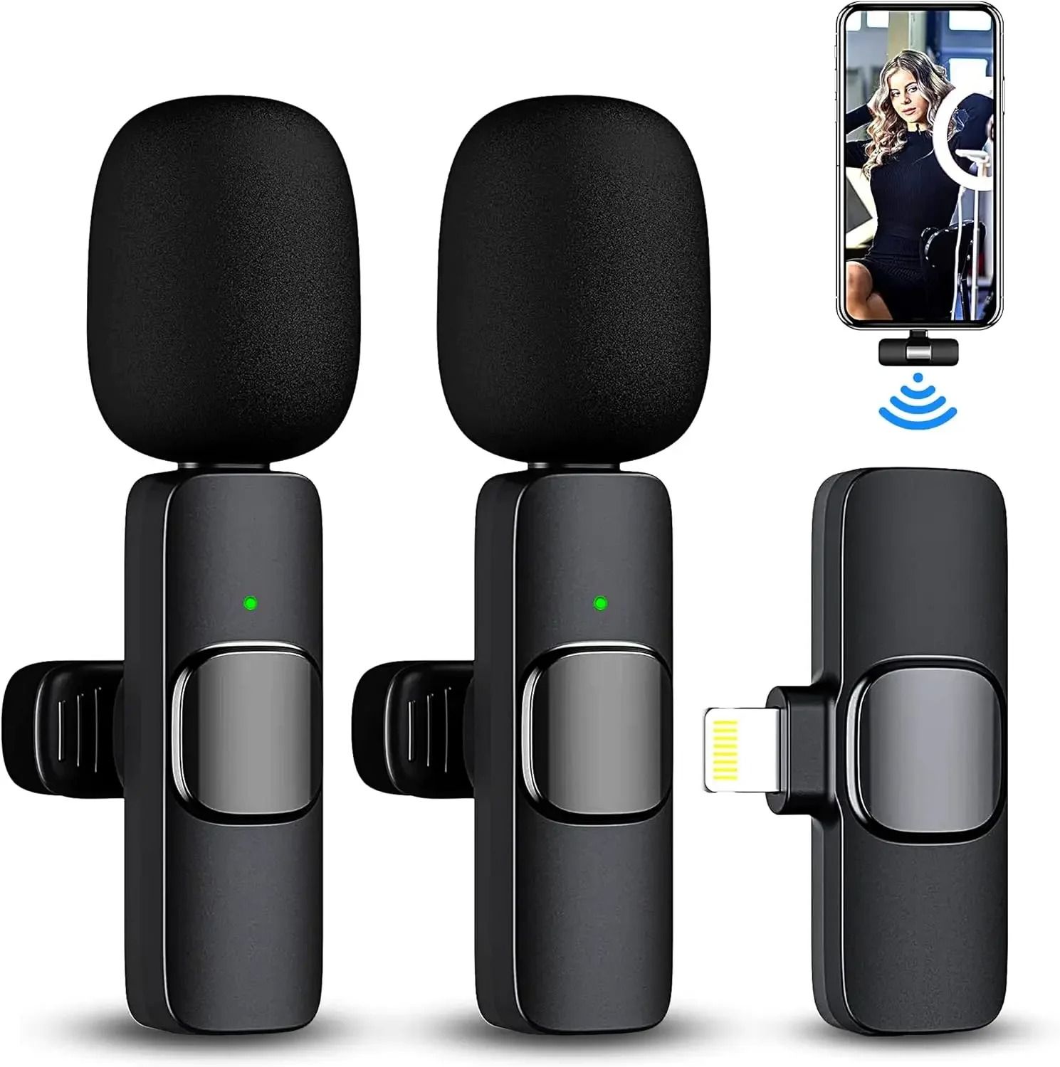 Wireless Lavalier Microphone Broadcast Lapel Microphones Set Short Video Recording Chargeable Handheld Microphone Live Streaming