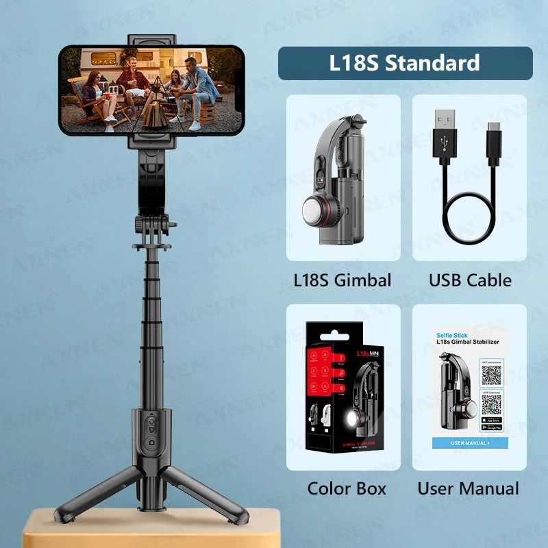 L18S New Phone Handheld Gimbals & Stabilizers With Fill Light For for iPhone Android Smartphone Anti-shake Video Record Selfie Stick Tripod