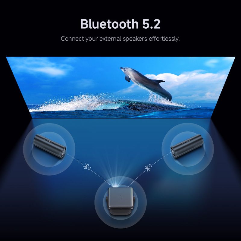 650ANSI L018 4K Native Portable Projector 1080P Auto Focus Keystone Correction Android 11 BT5.2 WIFI6 360° Home Cinema