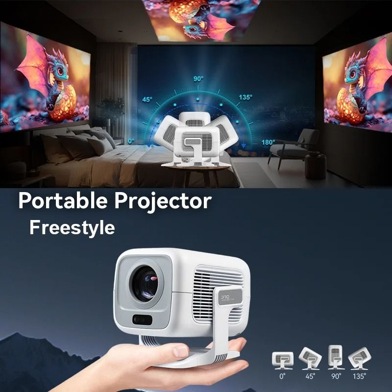 2025 New Auto Focus 4K HD 1920*1080P 420ANSI Portable Projector Android 11 BT5.4 Built 5W HiFi Speaker For Home Theater