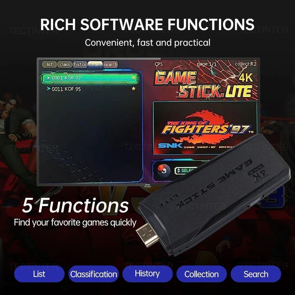 Retro Video Game Console Built-in 20000+ Games Handheld Game Player 64G 4K TV Game Stick 2.4G Wireless Controller Gamepad