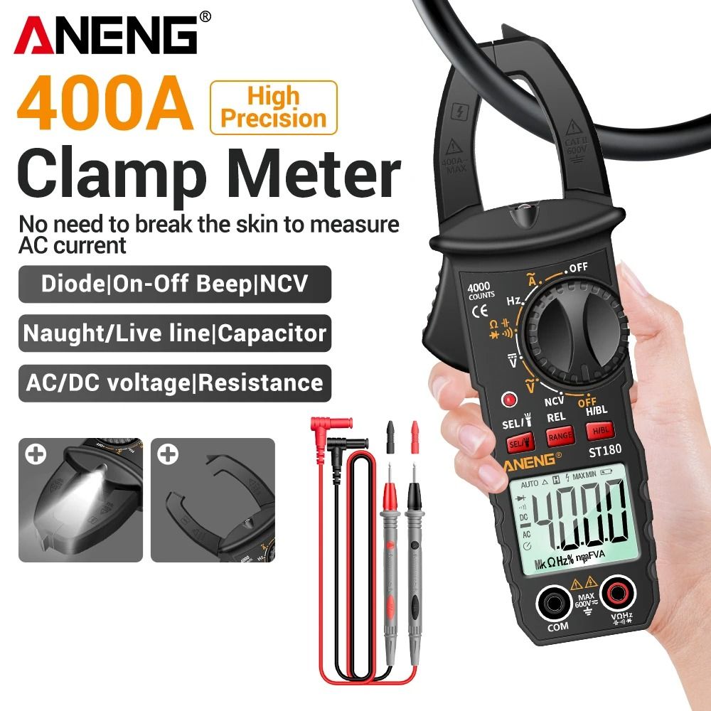 ANENG Digital Clamp Meter AC Current 4000 Counts Multimeter Ammeter Voltage Tester Car Amp Hz Capacitance NCV Ohm Test