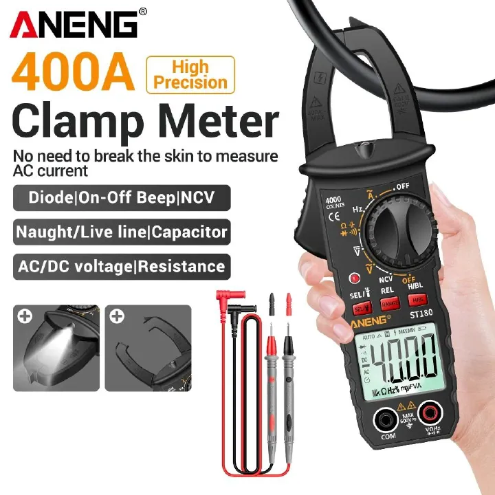ANENG Digital Clamp Meter AC Current 4000 Counts Multimeter Ammeter Voltage Tester Car Amp Hz Capacitance NCV Ohm Test