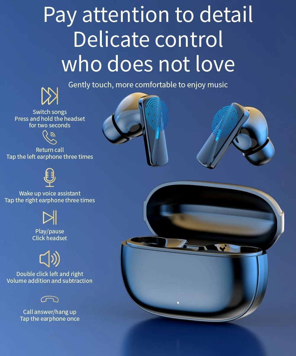 NEW Bluetooth Earphones Earbuds True Wireless Earphone Noise Cancelling Update Bluetooth 5.3 Headset HD Music Headphone In-Ear Handsfree With Mic