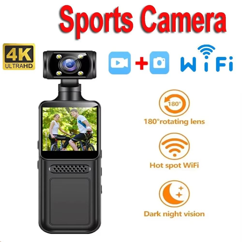 Ultra HD 4K WiFi Action Camera Portable Digital Video Recorder Mini Sports Camera DV Night Vision Police BodyCam Small Camcorder