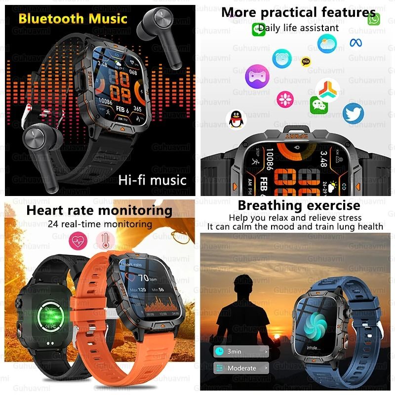 New Sports Smart Watches Music Player Calorie Fitness Smartwatches Tracker Multiple Modes Compatible With Android/IOS Phones