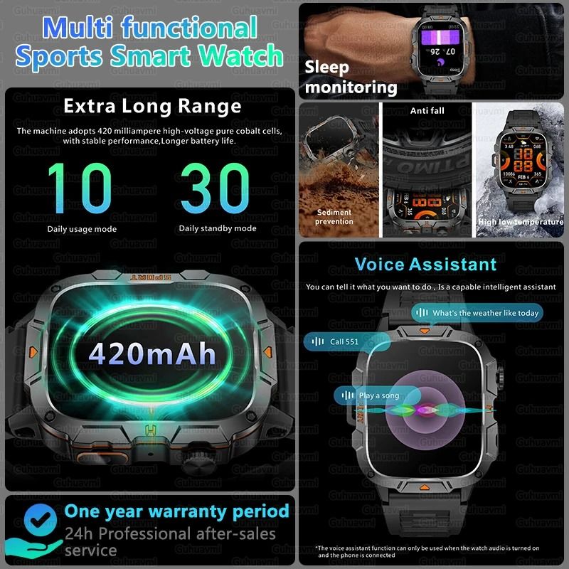 New Sports Smart Watches Music Player Calorie Fitness Smartwatches Tracker Multiple Modes Compatible With Android/IOS Phones