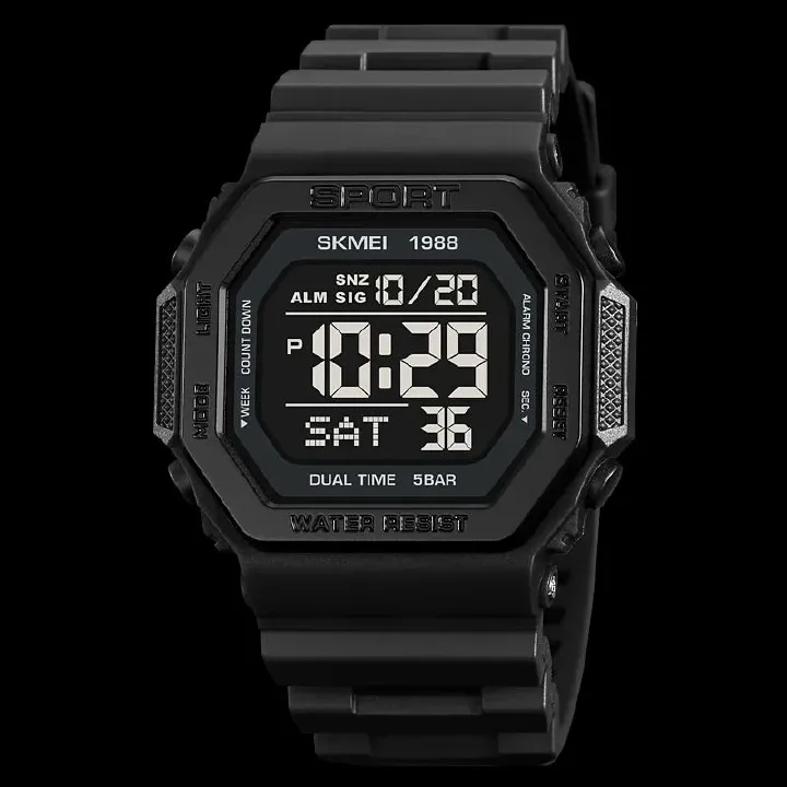 SKMEI 1988 Digital Sport Watch for Men LED Display Military Countdown Military Wristwatches Waterproof Mens