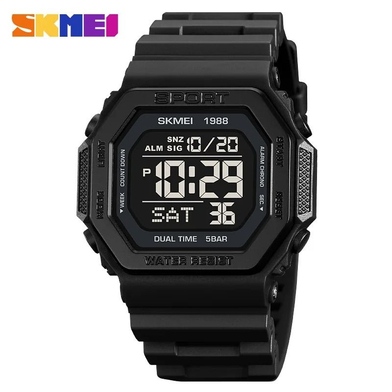 SKMEI 1988 Digital Sport Watch for Men LED Display Military Countdown Military Wristwatches Waterproof Mens