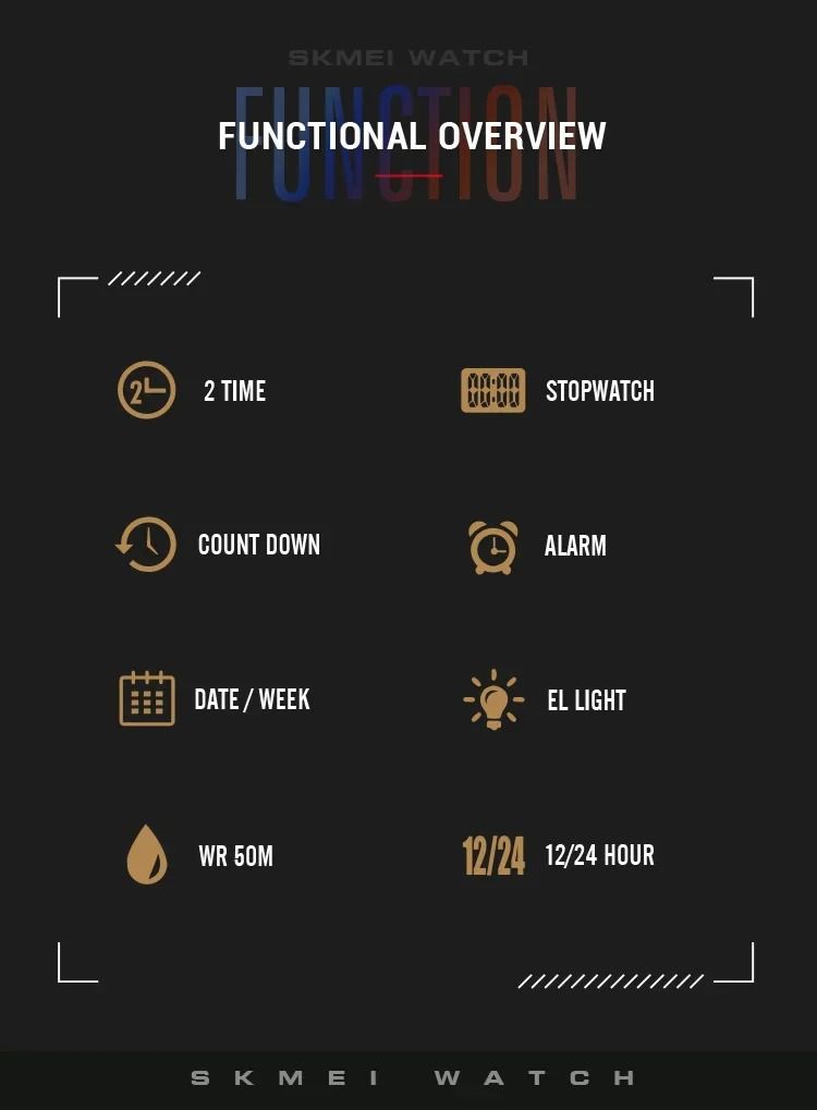 SKMEI 1988 Digital Sport Watch for Men LED Display Military Countdown Military Wristwatches Waterproof Mens