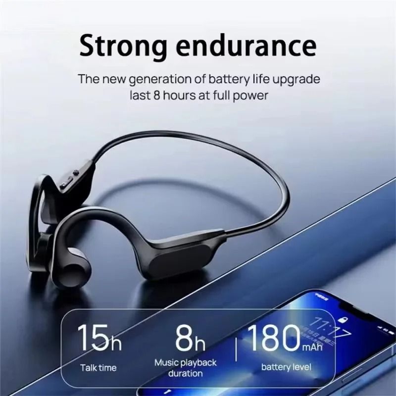 Bone Conduction Headphones Bluetooth Earphones Waterproof  Earphones Sports Earphones Ear Hook Wireless Headset Bass Hifi Stereo With LED Display Support Memory Card