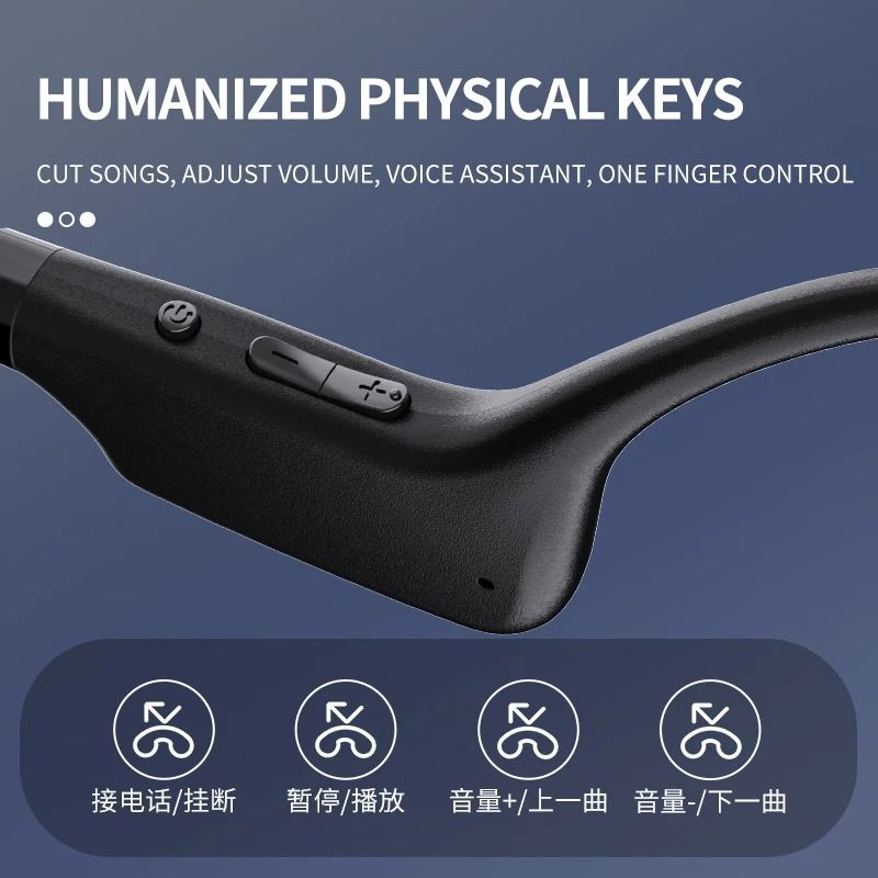 Bone Conduction Headphones Bluetooth Earphones Waterproof  Earphones Sports Earphones Ear Hook Wireless Headset Bass Hifi Stereo With LED Display Support Memory Card