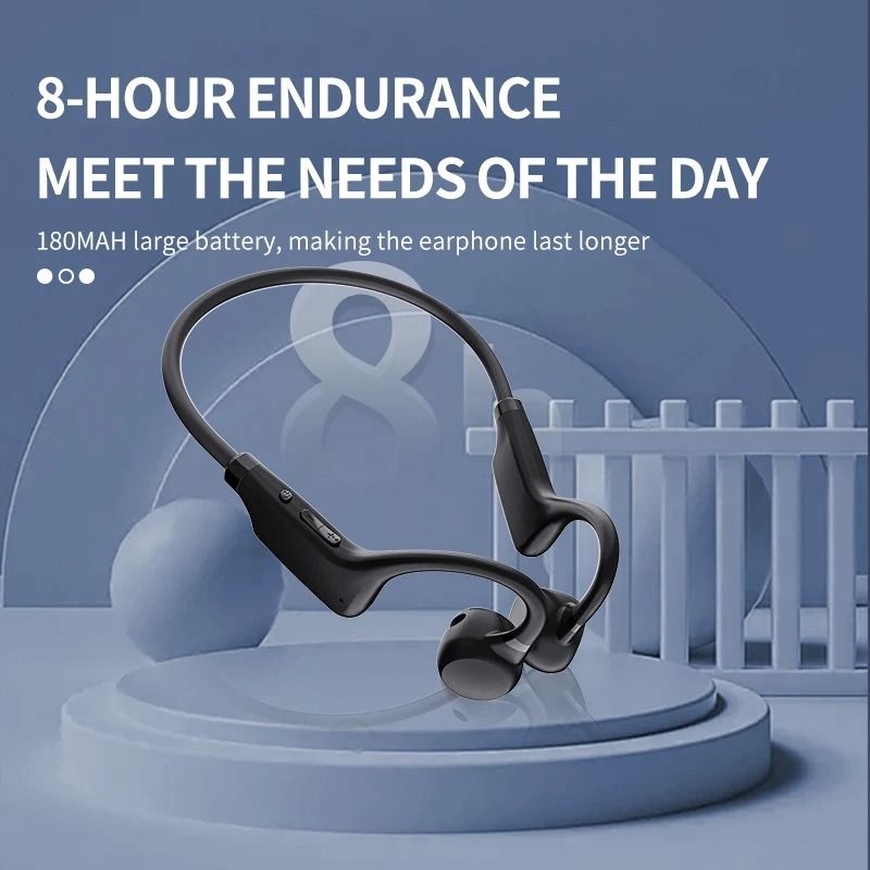 Bone Conduction Headphones Bluetooth Earphones Waterproof  Earphones Sports Earphones Ear Hook Wireless Headset Bass Hifi Stereo With LED Display Support Memory Card