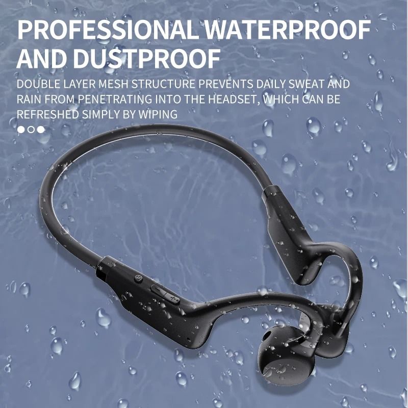 Bone Conduction Headphones Bluetooth Earphones Waterproof  Earphones Sports Earphones Ear Hook Wireless Headset Bass Hifi Stereo With LED Display Support Memory Card