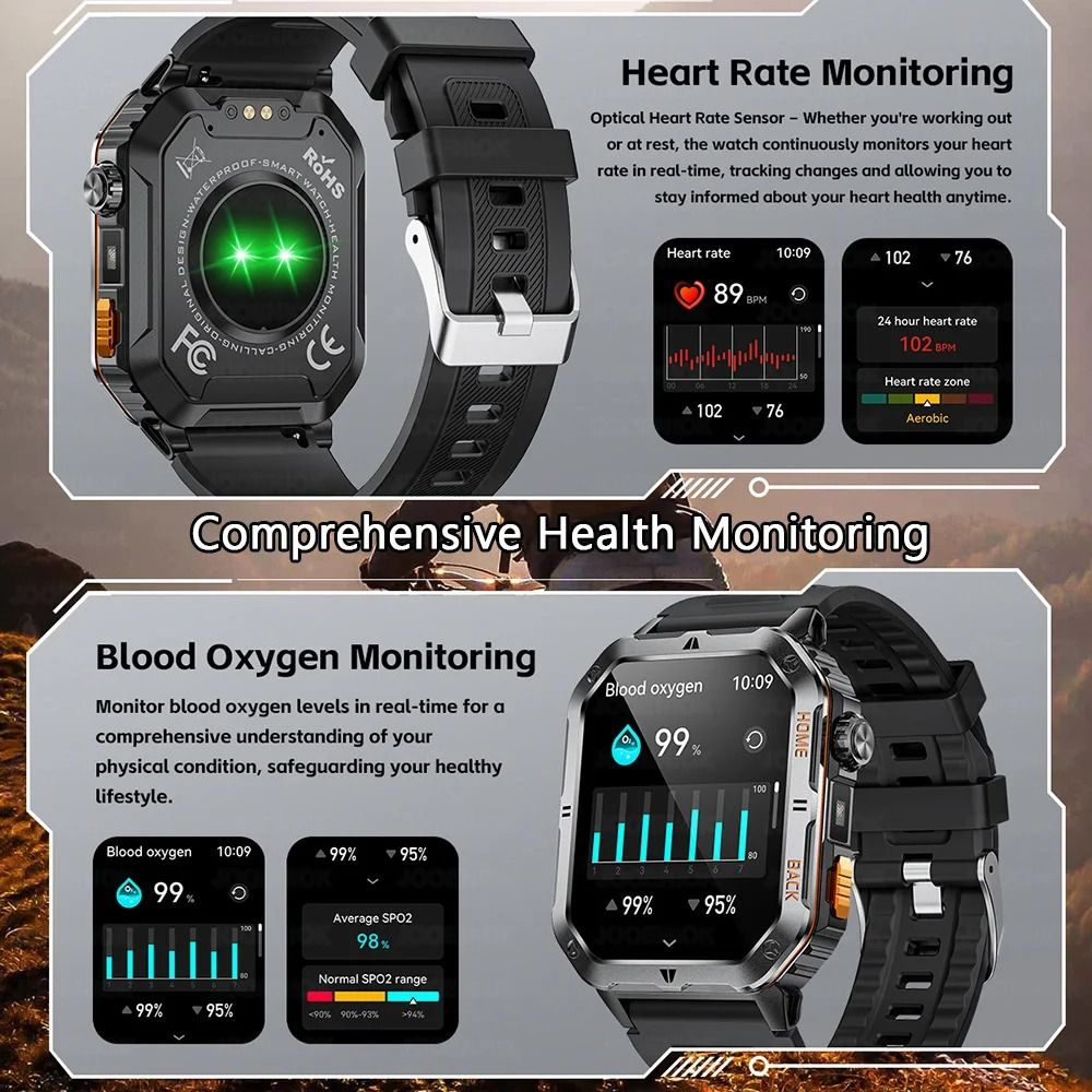 New 2026 Smart Watches 1000mAh Battery Outdoor Sports Smart Watch 2.01 inch HD Screen LED Flashlight Bluetooth Talking SmartWatches For Men Women