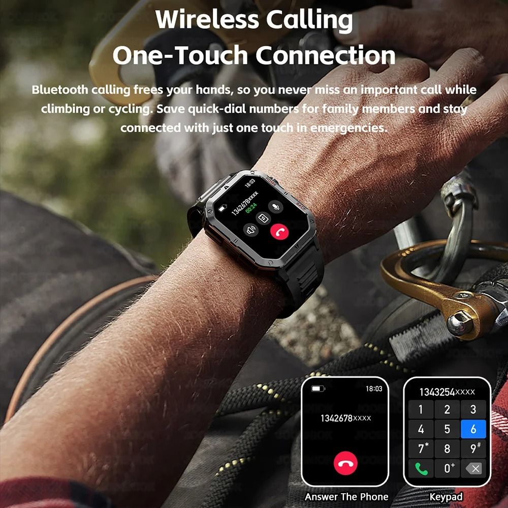 New 2026 Smart Watches 1000mAh Battery Outdoor Sports Smart Watch 2.01 inch HD Screen LED Flashlight Bluetooth Talking SmartWatches For Men Women