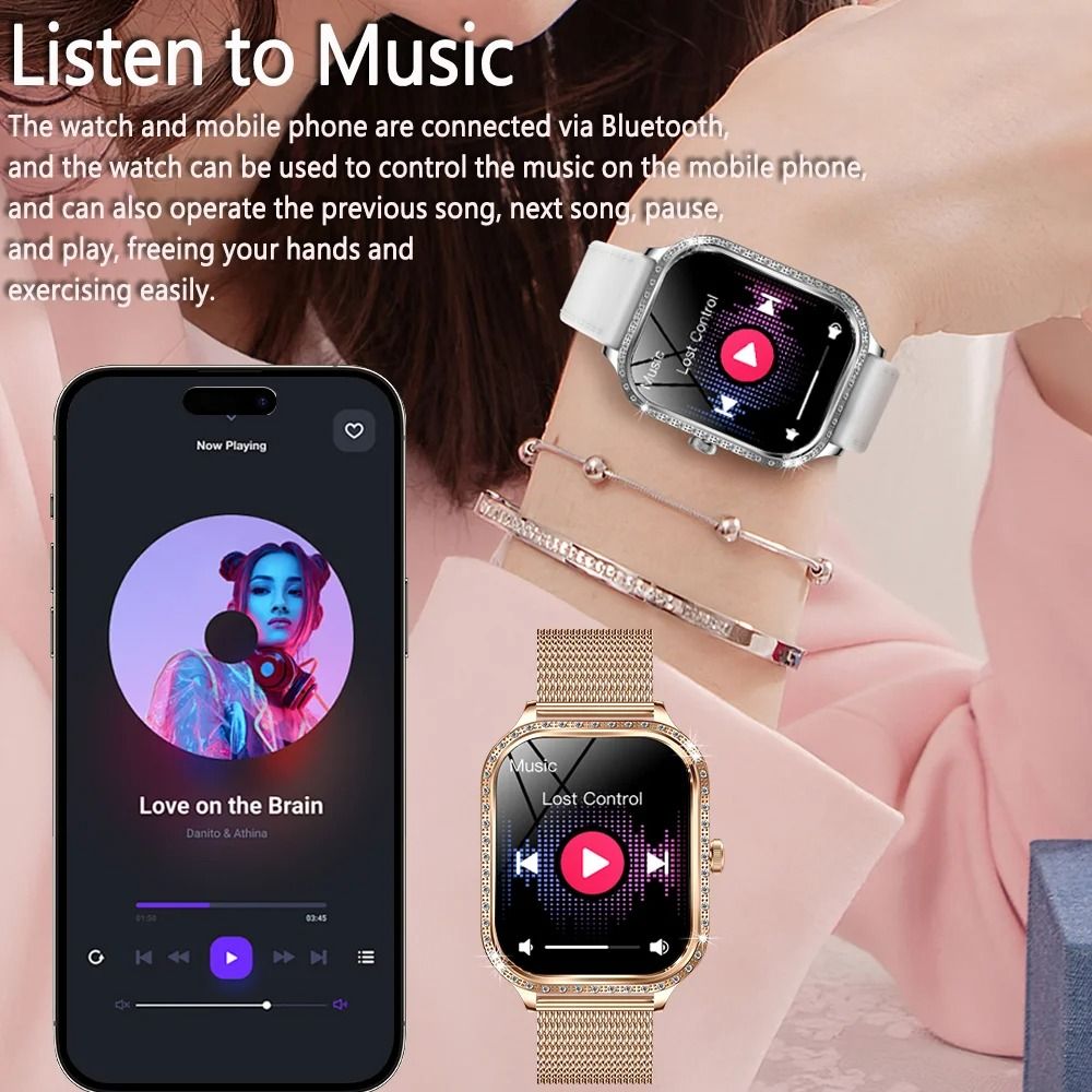 2026 New Steel Smart Watches Women 1.75" HD Display Heart Rate Sport Fitness IP68 Waterproof BT Call Smartwatches For Lady Gift