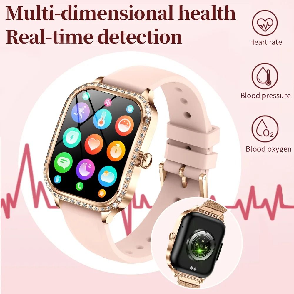 2026 New Steel Smart Watches Women 1.75" HD Display Heart Rate Sport Fitness IP68 Waterproof BT Call Smartwatches For Lady Gift