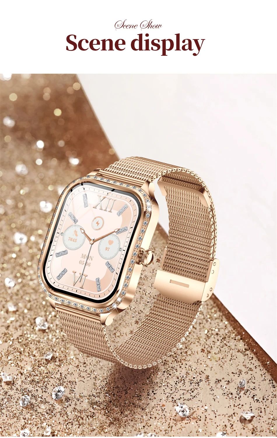 2026 New Steel Smart Watches Women 1.75" HD Display Heart Rate Sport Fitness IP68 Waterproof BT Call Smartwatches For Lady Gift