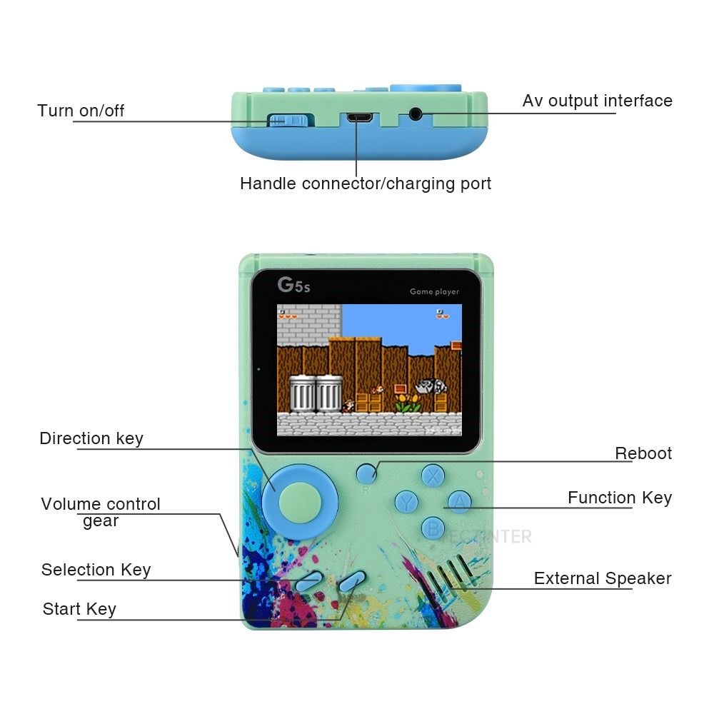 2Players 500 Games  in 1 Video Game Consoles Retro Portable Mini Handheld Game 3.0 Inch Color Pocket TV Game Console Handheld Player Gift