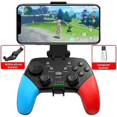 With PC Receiver+Phone Bracket For Nintendo Switch PS4 TV Box Games Android Phone IOS PC Bluetooth Game Consoles Controller 2.4G Wireless Gamepads Dual Vibration Joystick