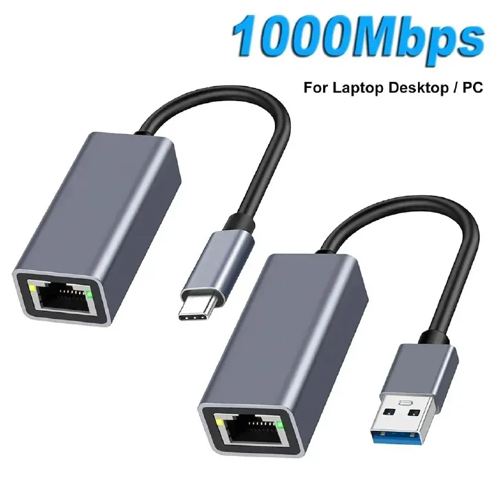 USB3.0  C/Type C To RJ45 External Wired Ethernet Gigabit Adapter Lan Hub 100/1000Mbps Network Card For MacBook PC Window Android USB Lan Internet Cable Network Adapters
