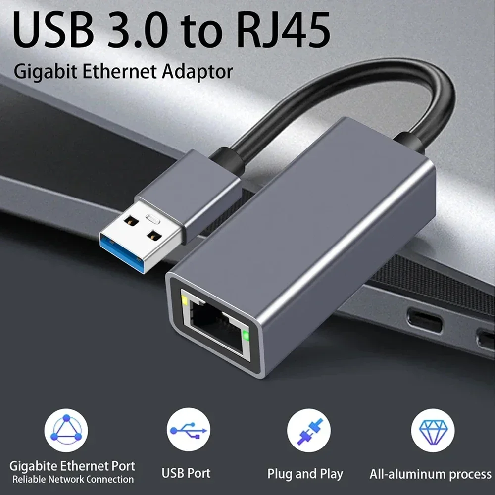 USB3.0  C/Type C To RJ45 External Wired Ethernet Gigabit Adapter Lan Hub 100/1000Mbps Network Card For MacBook PC Window Android USB Lan Internet Cable Network Adapters