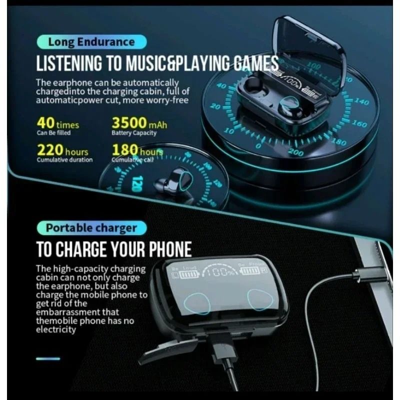 New Update Bluetooth Earphones Wireless Earphones TWS Waterproof Earbuds Sports Running Earpods With Charging Box Power Bank For All Phones