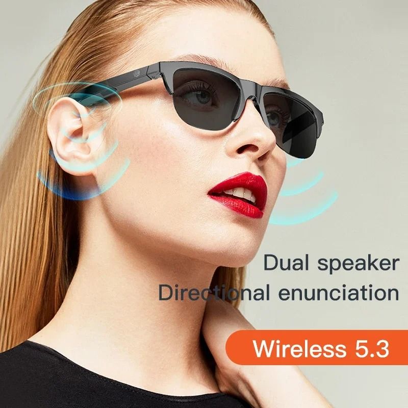 New Smart Glasses Bluetooth V5.3 Sunglasses Glasses Call Outdoor Sports Headphones HIFI Black Technology Anti-touch UV For Men And Women
