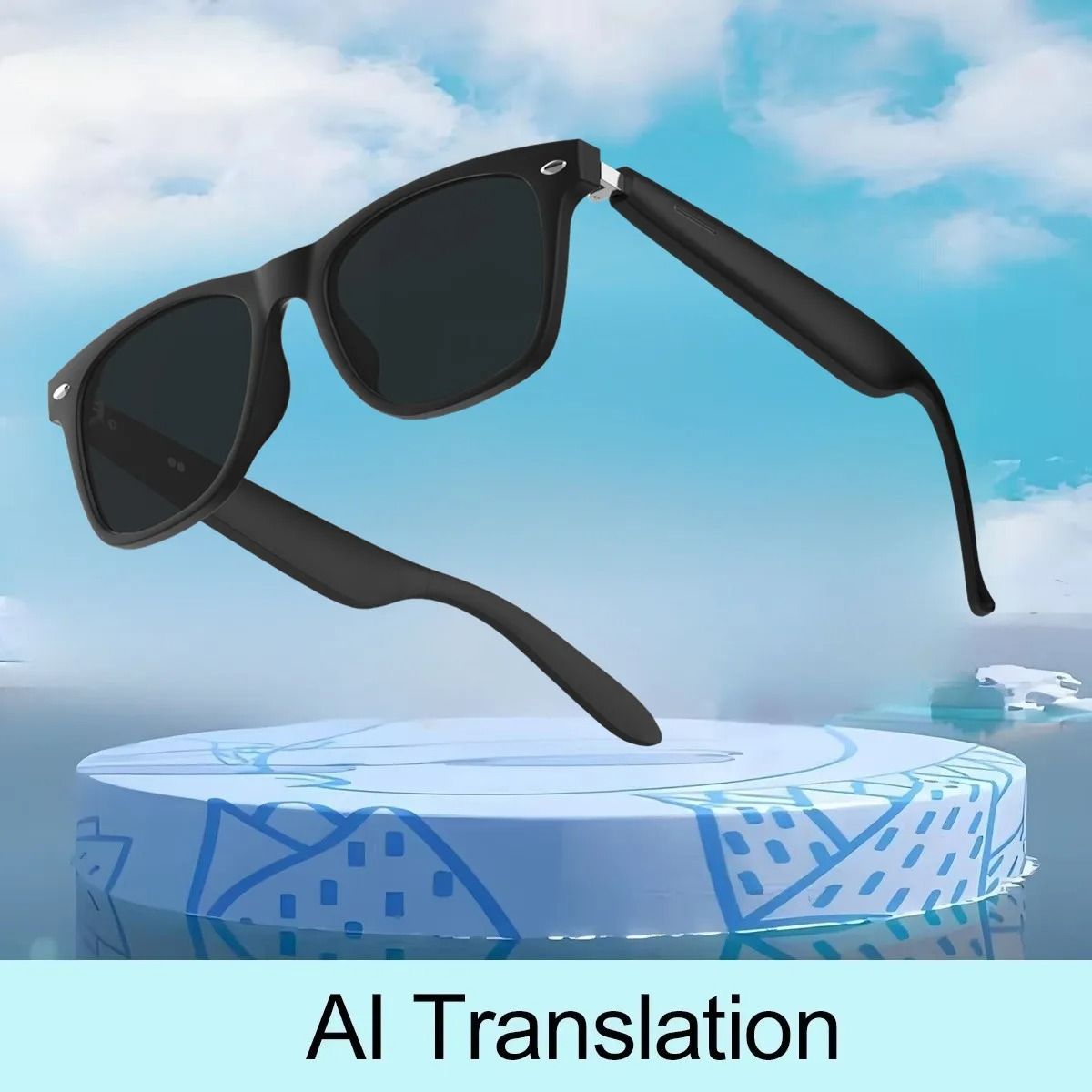 New AI Translation Smart Glasses Bluetooth Call Headphones UV Protective Lenses Connected Bezel Outdoor Sports Sunglasses