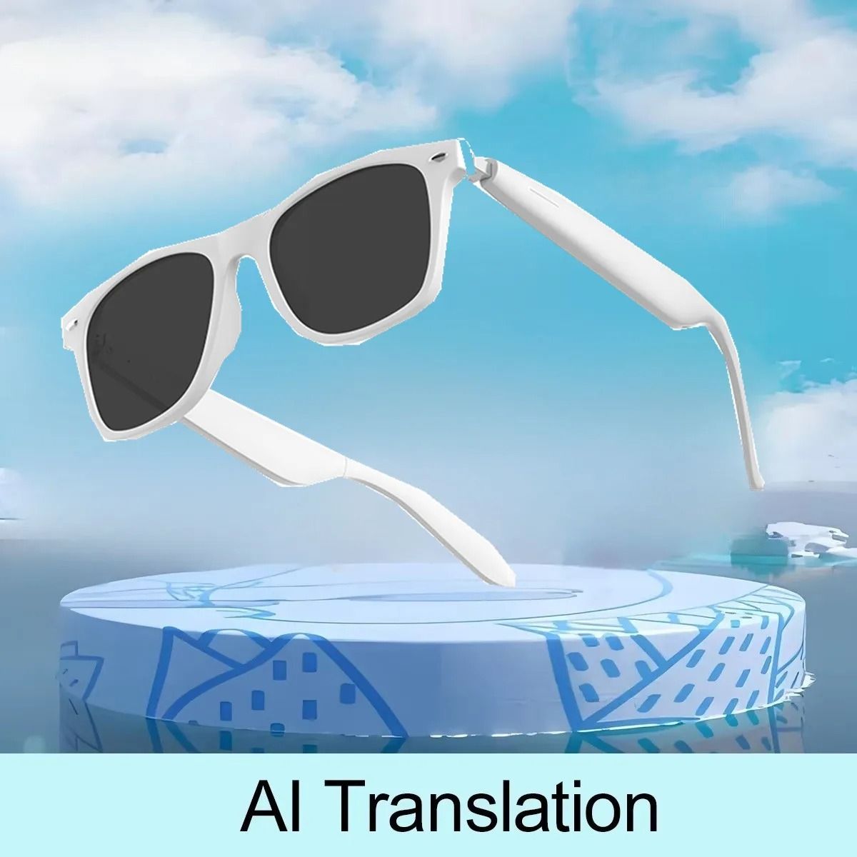 New AI Translation Smart Glasses Bluetooth Call Headphones UV Protective Lenses Connected Bezel Outdoor Sports Sunglasses