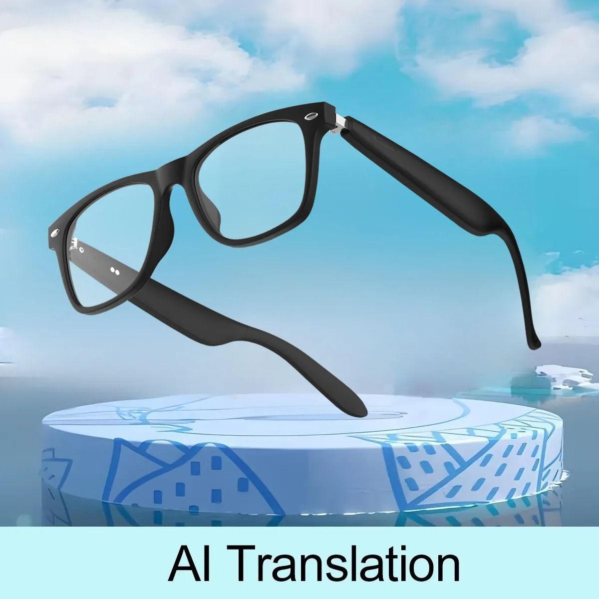 New AI Translation Smart Glasses Bluetooth Call Headphones UV Protective Lenses Connected Bezel Outdoor Sports Sunglasses