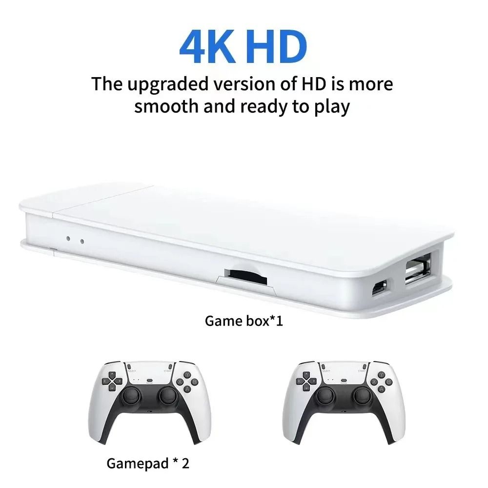 New 4K TV Game Stick 64GB Built-in 30000+ Retro Games Console with Wireless Gamepads Supports 20+ Simulators For HD TV Gaming