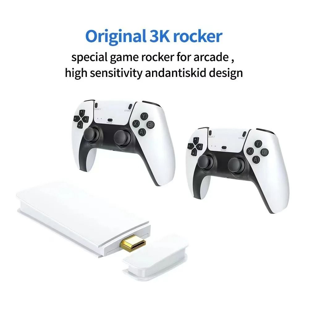 New 4K TV Game Stick 64GB Built-in 30000+ Retro Games Console with Wireless Gamepads Supports 20+ Simulators For HD TV Gaming