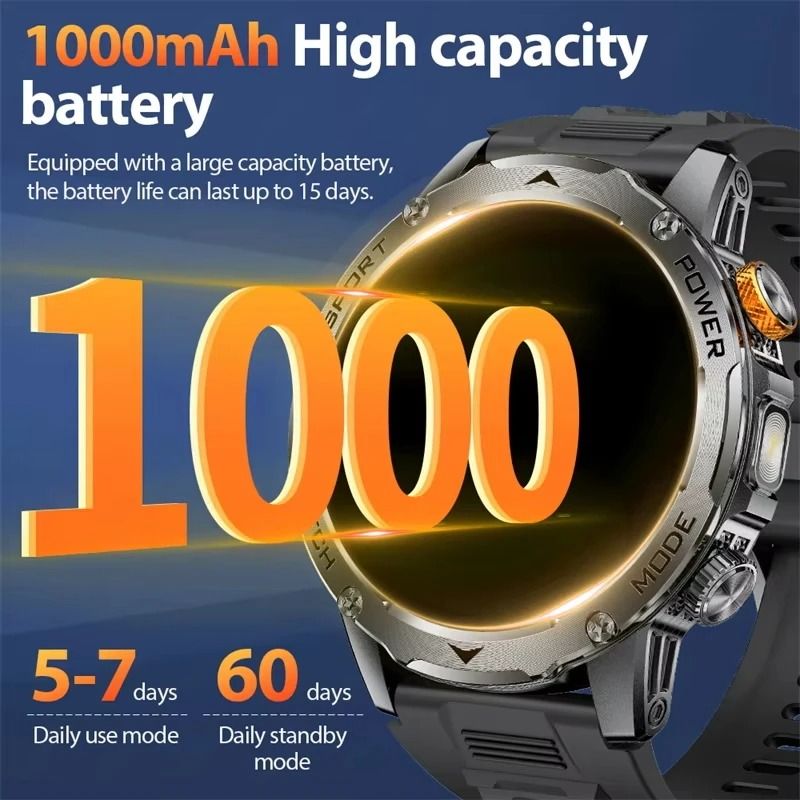 LiGe 2026 New 1000mAh Super Capacity Battery Adult Men Smart Watches 1.7-inch Large Screen Bluetooth Call IP68 Waterproof SmartWatches Sports