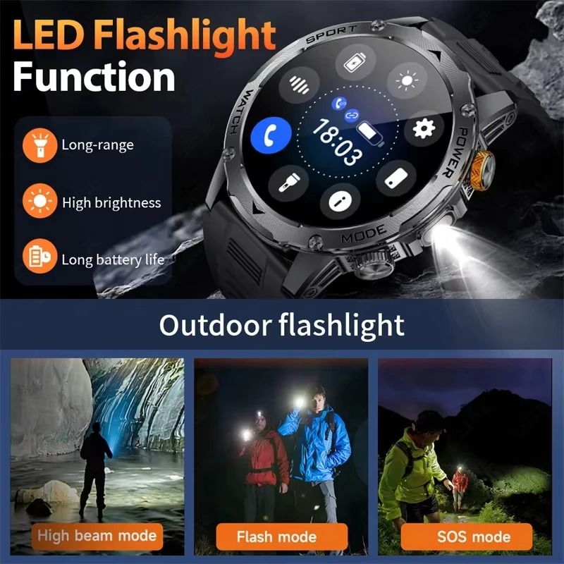 LiGe 2026 New 1000mAh Super Capacity Battery Adult Men Smart Watches 1.7-inch Large Screen Bluetooth Call IP68 Waterproof SmartWatches Sports